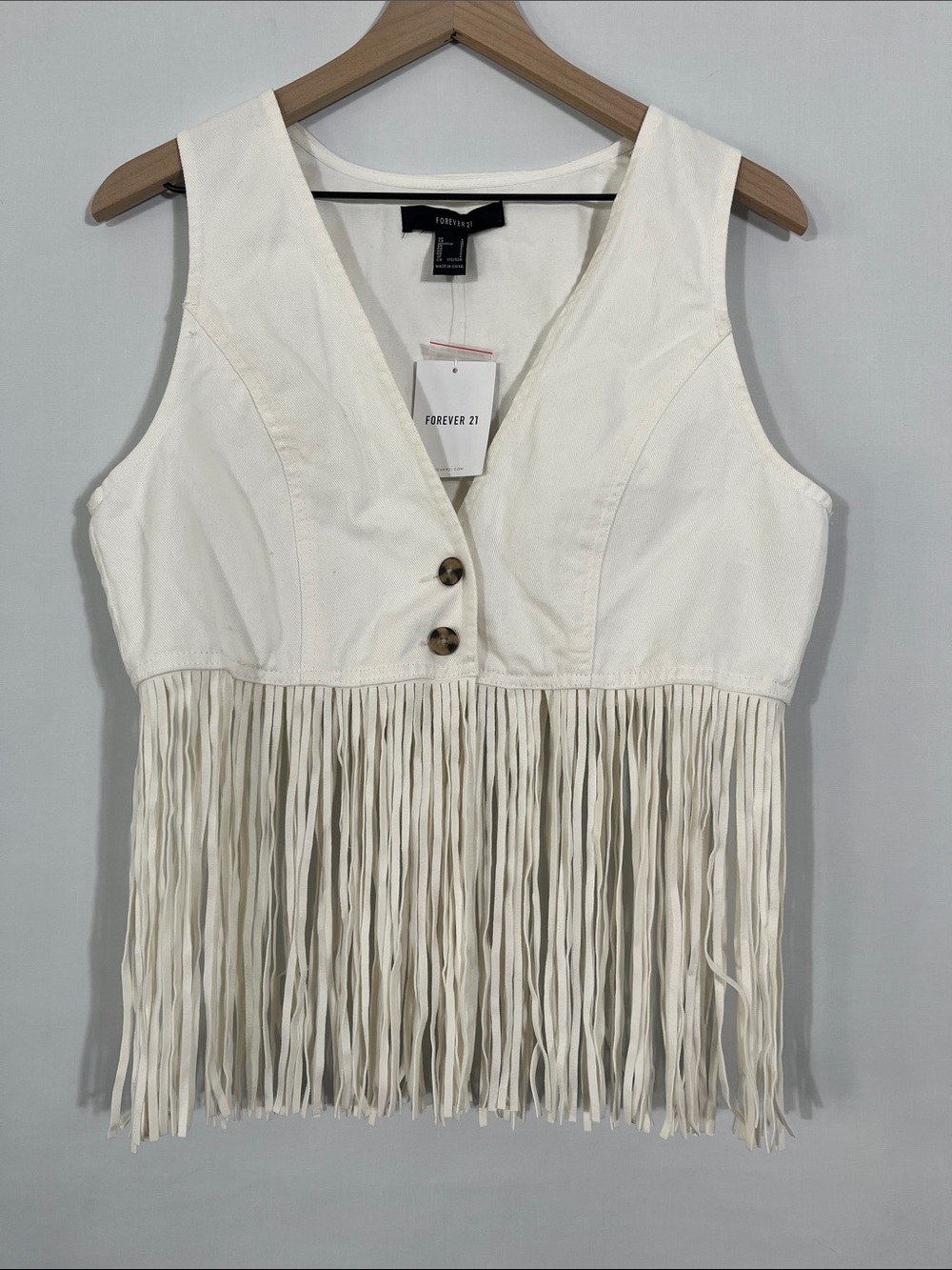 Forever 21 Fringe V-Neck Sleeveless Crop Top